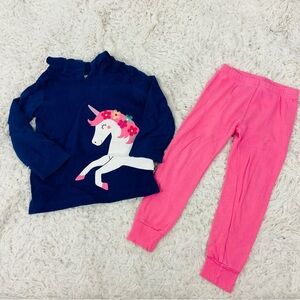 Carter's navy Blue Unicorn lightweight Hoodie with pink leggings size 3T